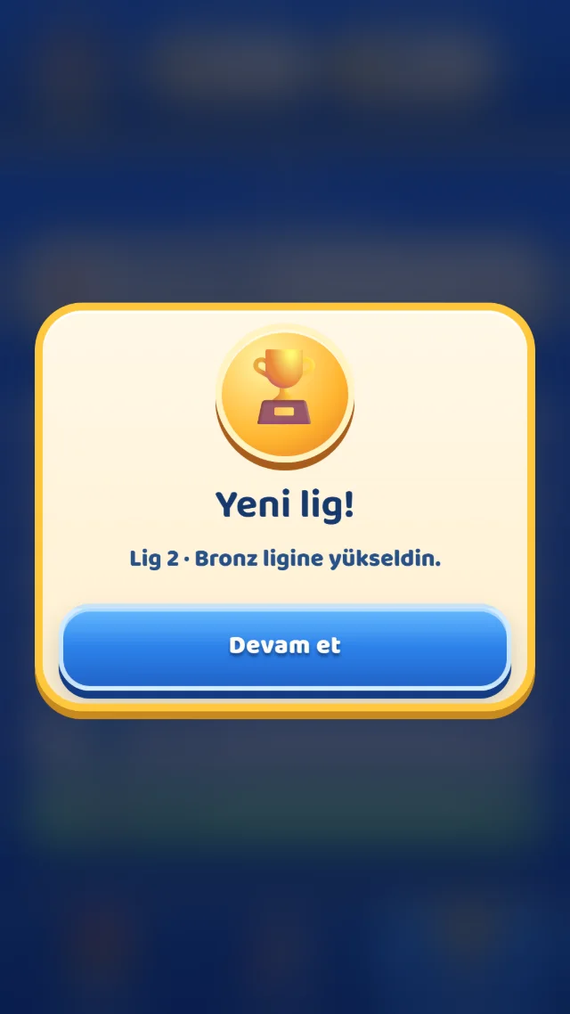 Yeni lig ekranı: Bronz ligine yükseldin